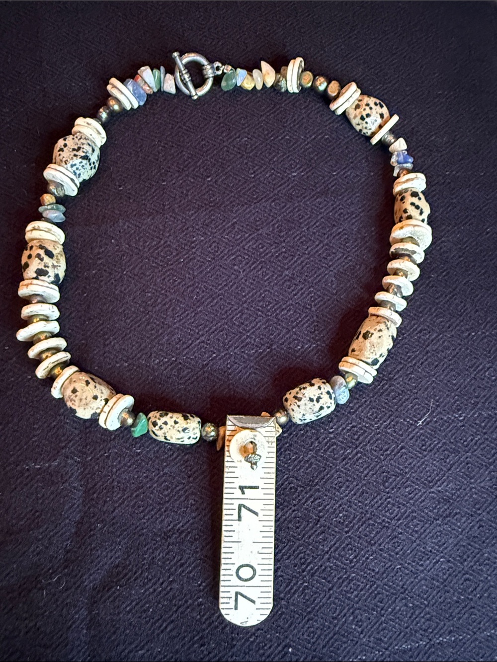 Handmade Dalmatian Jasper Beaded Necklace in Cream and Black